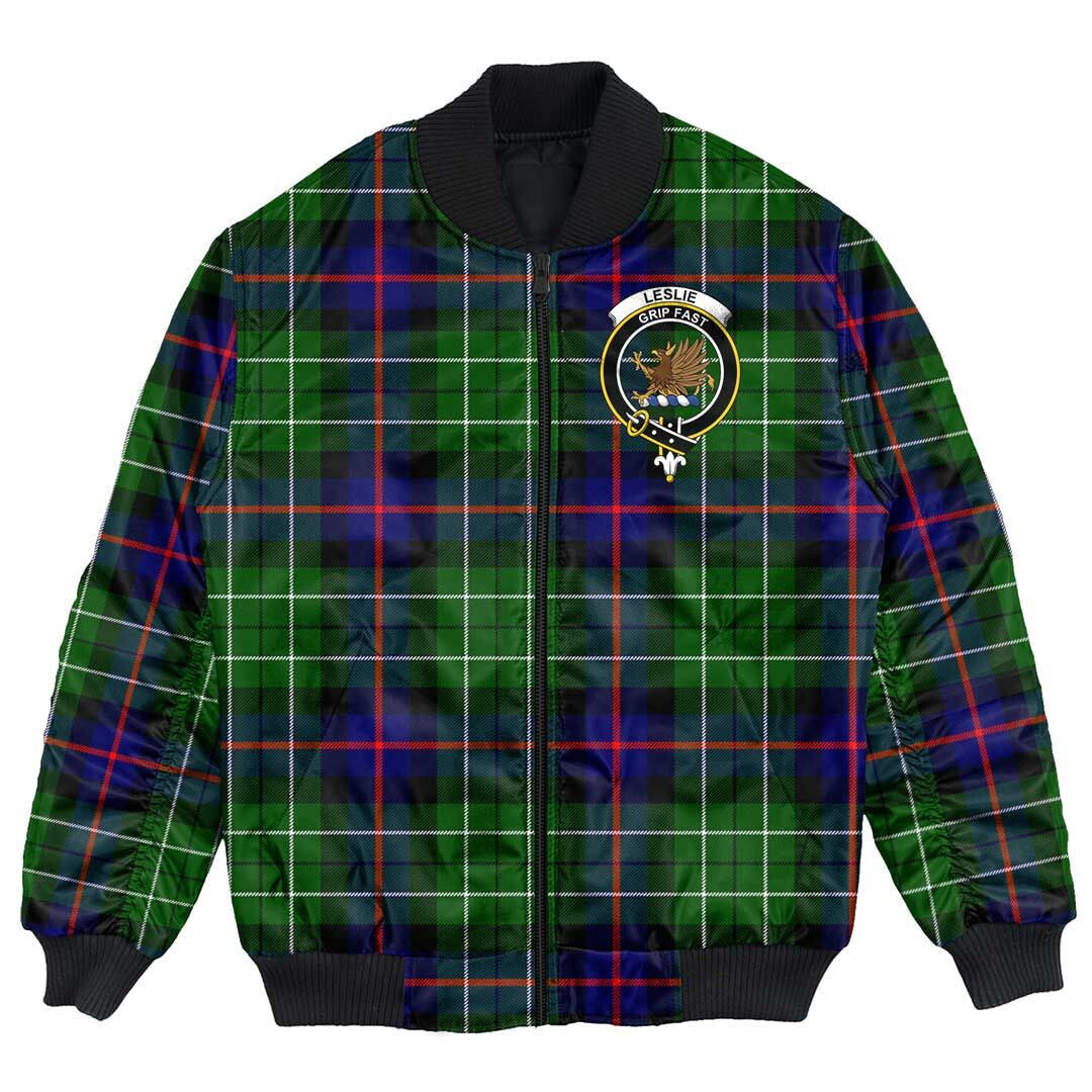 Clan Leslie Hunting Ancient Tartan Crest Bomber Jacket KZ54 Leslie Hunting Ancient Tartan Tartan Bomber Jacket   