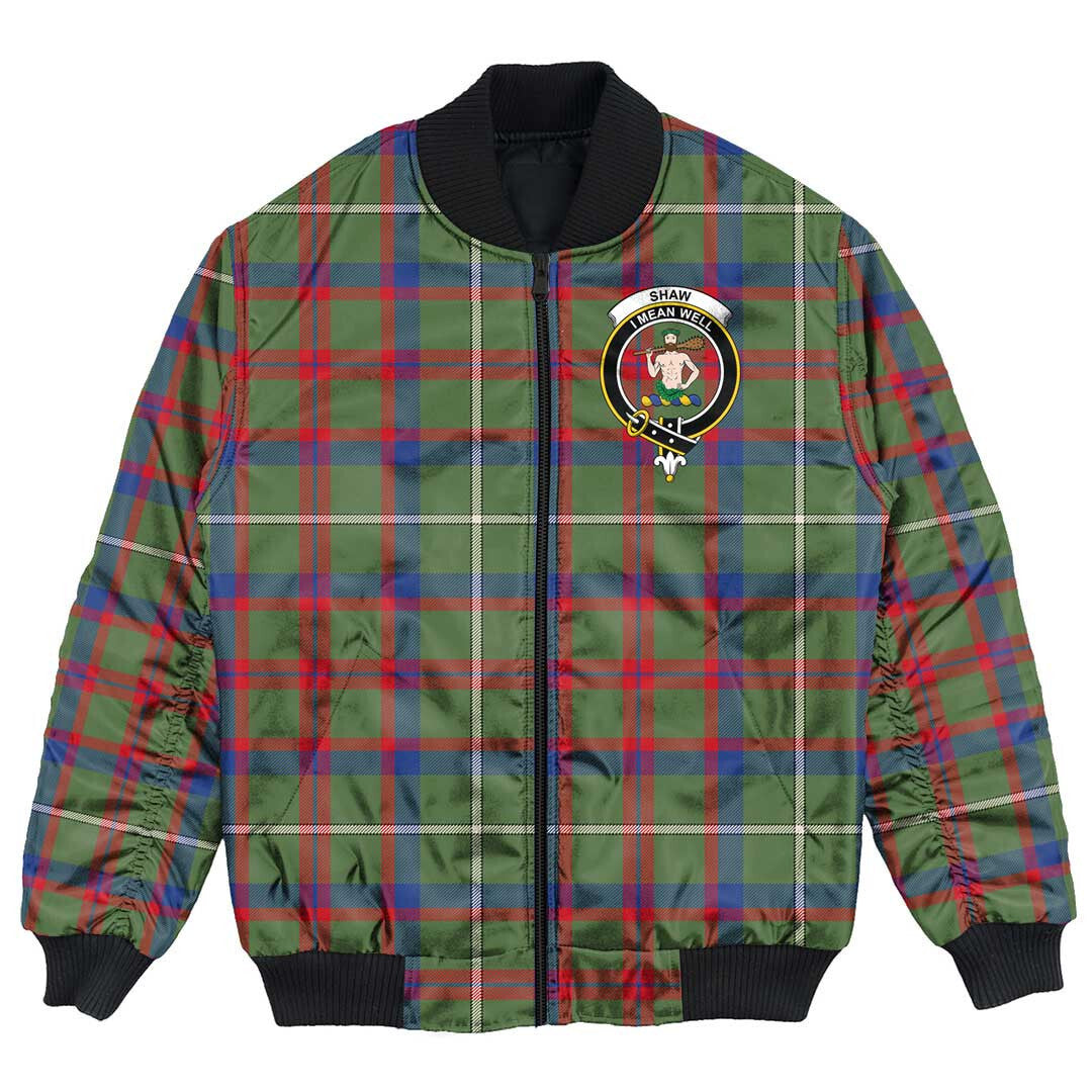 Clan Shaw Green Modern Tartan Crest Bomber Jacket QS28 Shaw Green Modern Tartan Tartan Bomber Jacket   