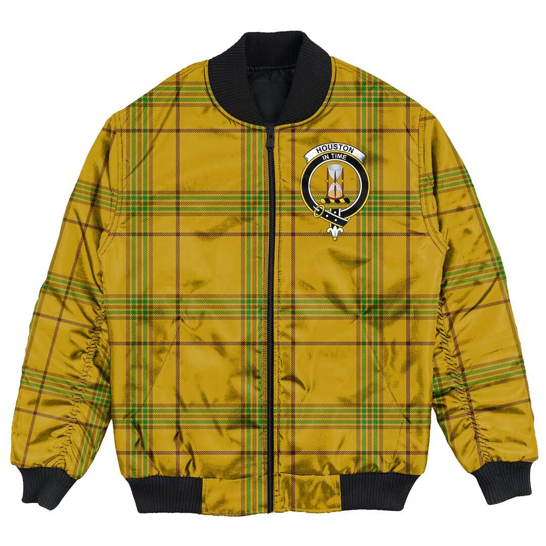 Clan Houston Tartan Crest Bomber Jacket JY64 Houston Tartan Tartan Bomber Jacket   