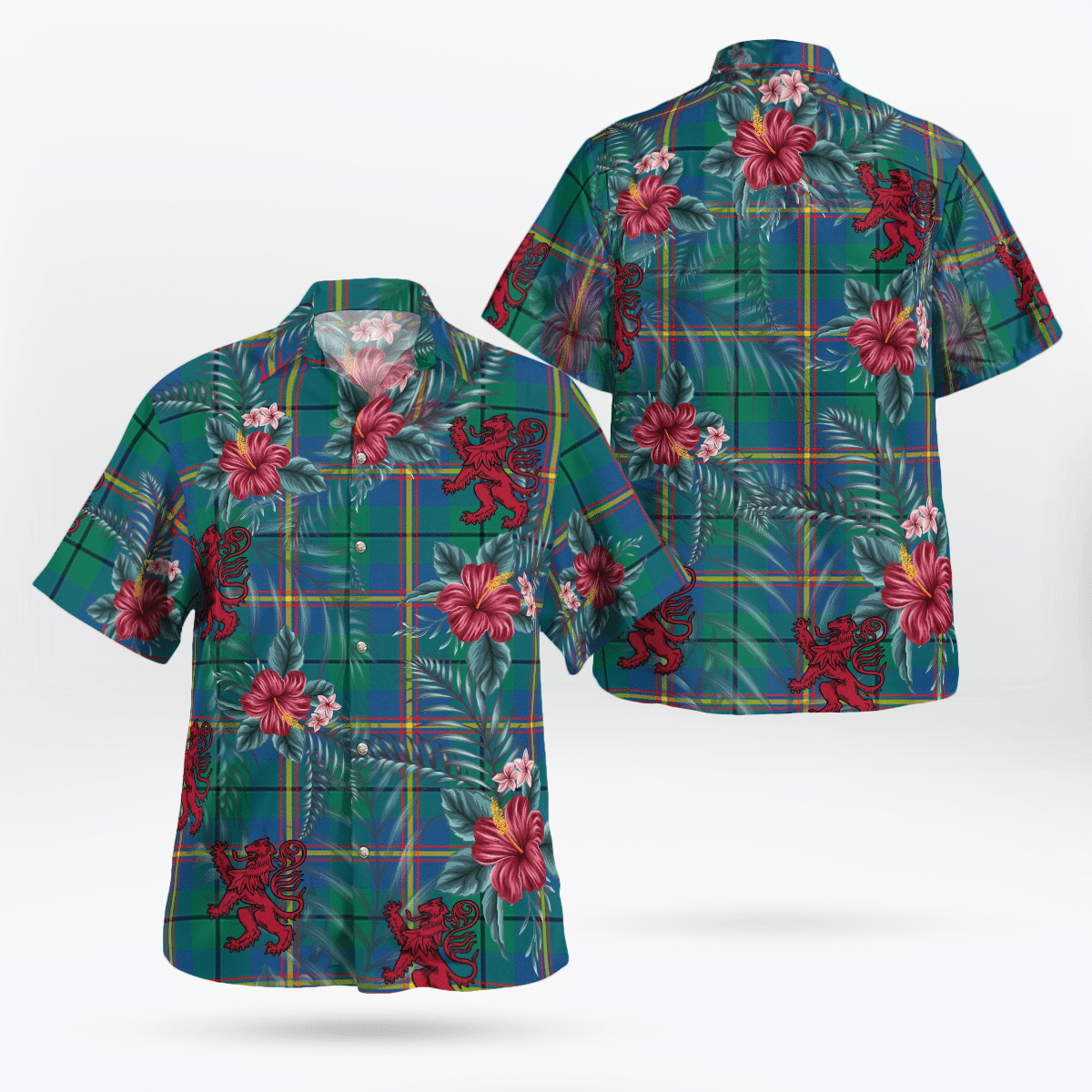 Clan Carmichael Ancient Tartan Scottish Lion Hawaiian Shirt DL24 Carmichael Ancient Tartan Tartan Hawaii Shirt   