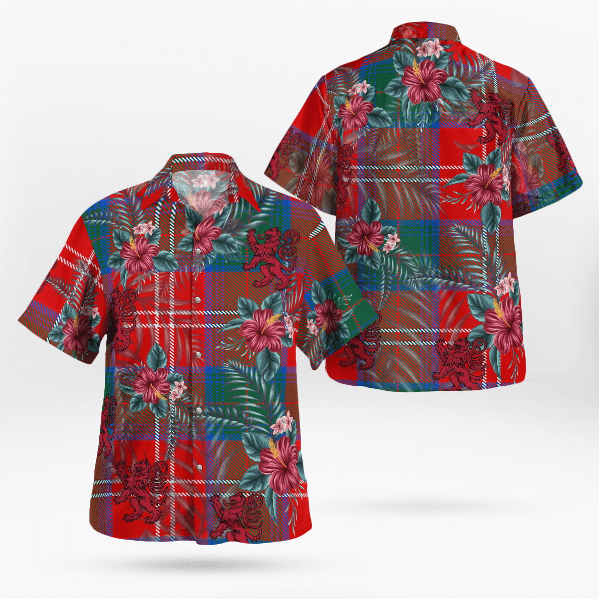 Clan Chisholm Ancient Tartan Scottish Lion Hawaiian Shirt FD55 Chisholm Ancient Tartan Tartan Hawaii Shirt   