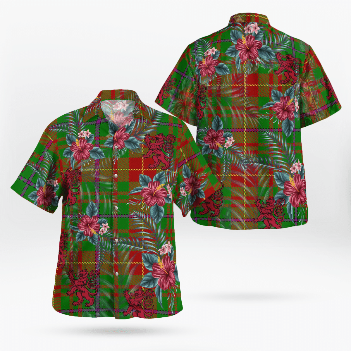 Clan Fulton Tartan Scottish Lion Hawaiian Shirt ZK79 Fulton Tartan Tartan Hawaii Shirt   