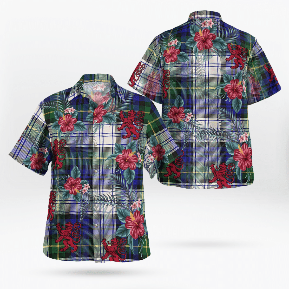 Clan Gordon Dress Modern Tartan Scottish Lion Hawaiian Shirt IT27 Gordon Dress Modern Tartan Tartan Hawaii Shirt   