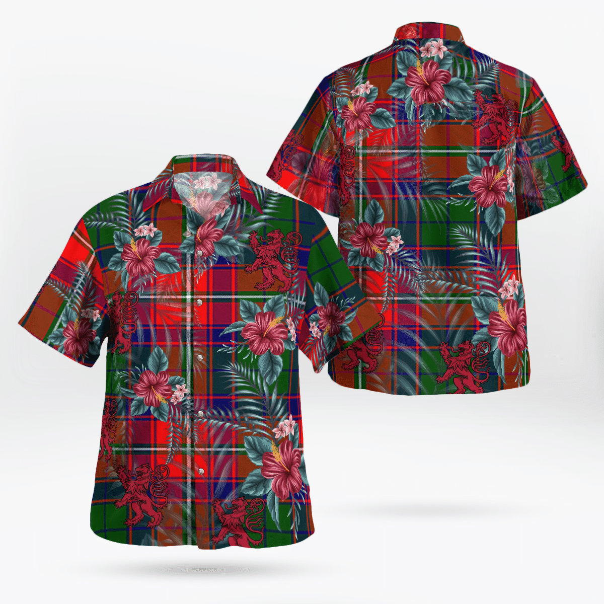 Clan Wauchope Tartan Scottish Lion Hawaiian Shirt SB64 Wauchope Tartan Tartan Hawaii Shirt   