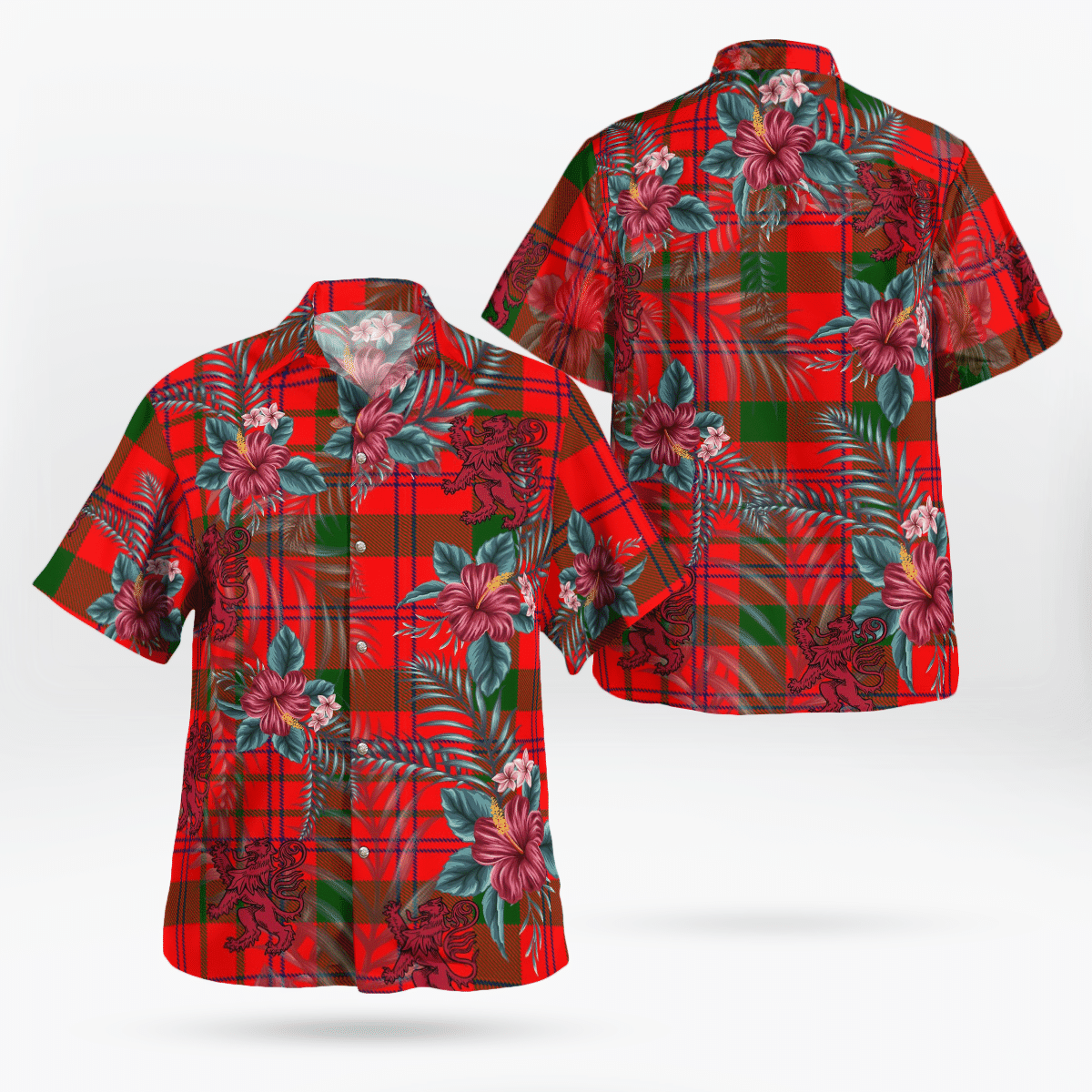 Clan MacDonnell of Keppoch Modern Tartan Scottish Lion Hawaiian Shirt BI24 MacDonnell of Keppoch Modern Tartan Tartan Hawaii Shirt   