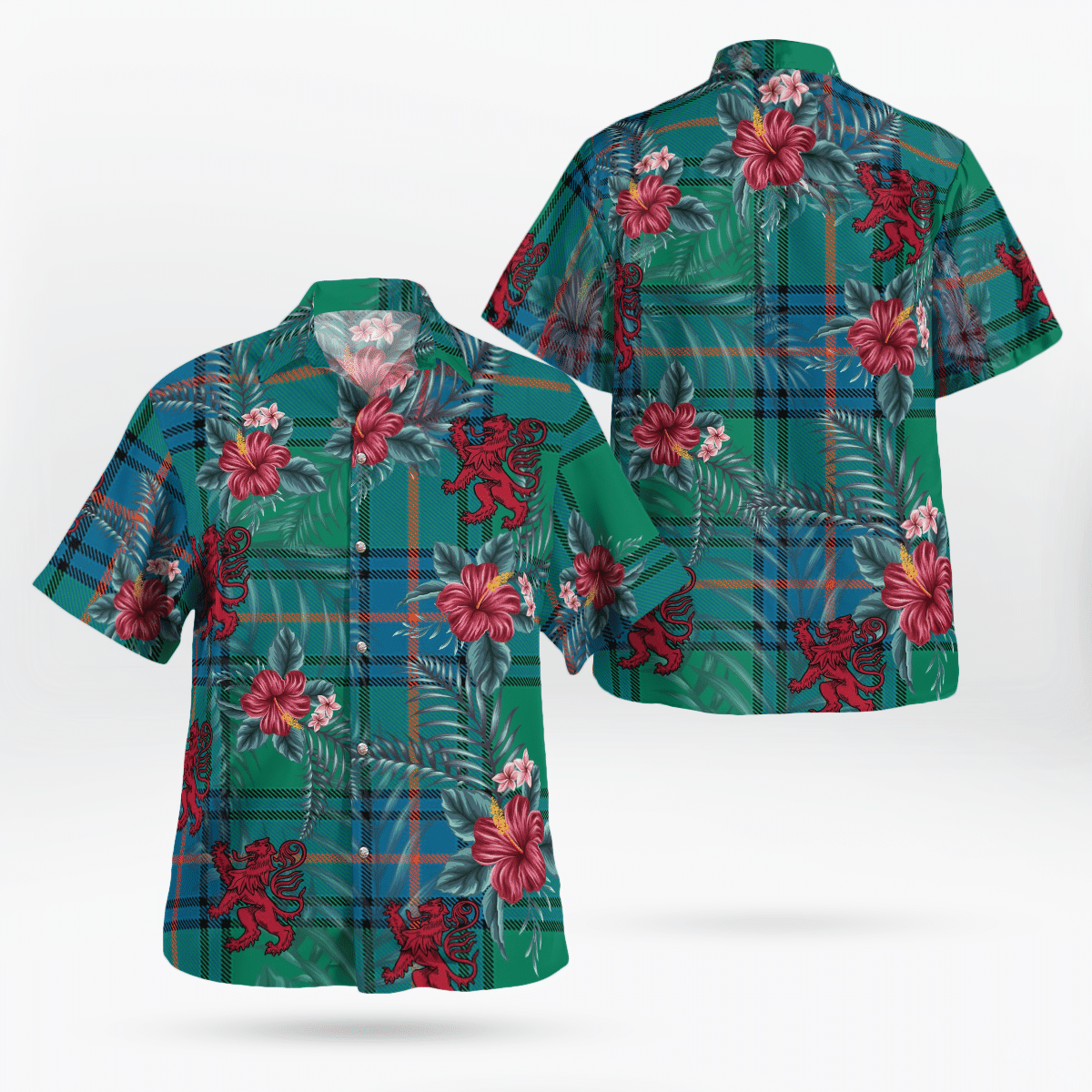 Clan Shaw Ancient Tartan Scottish Lion Hawaiian Shirt JW33 Shaw Ancient Tartan Tartan Hawaii Shirt   