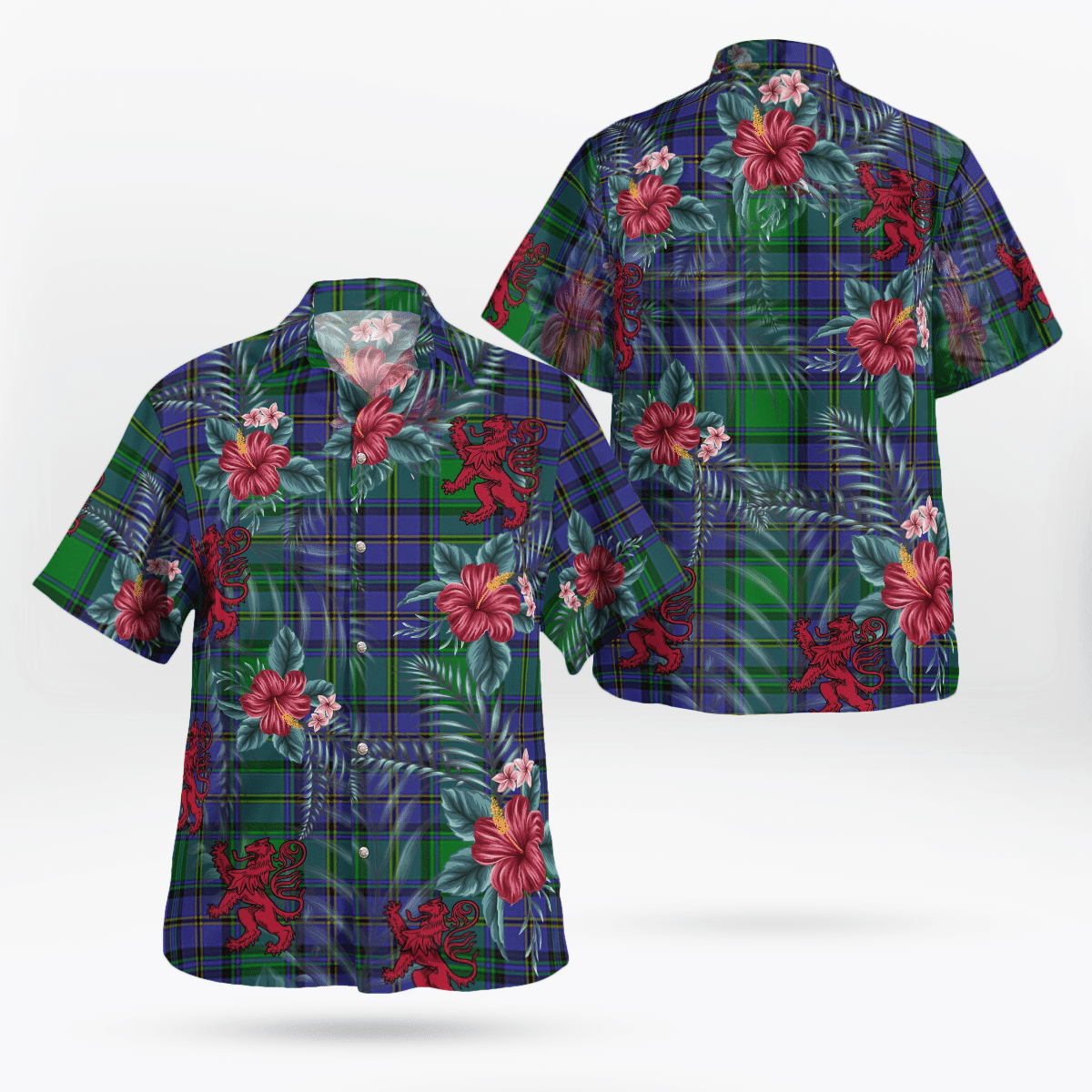 Clan Hope Tartan Scottish Lion Hawaiian Shirt XA81 Hope Tartan Tartan Hawaii Shirt   