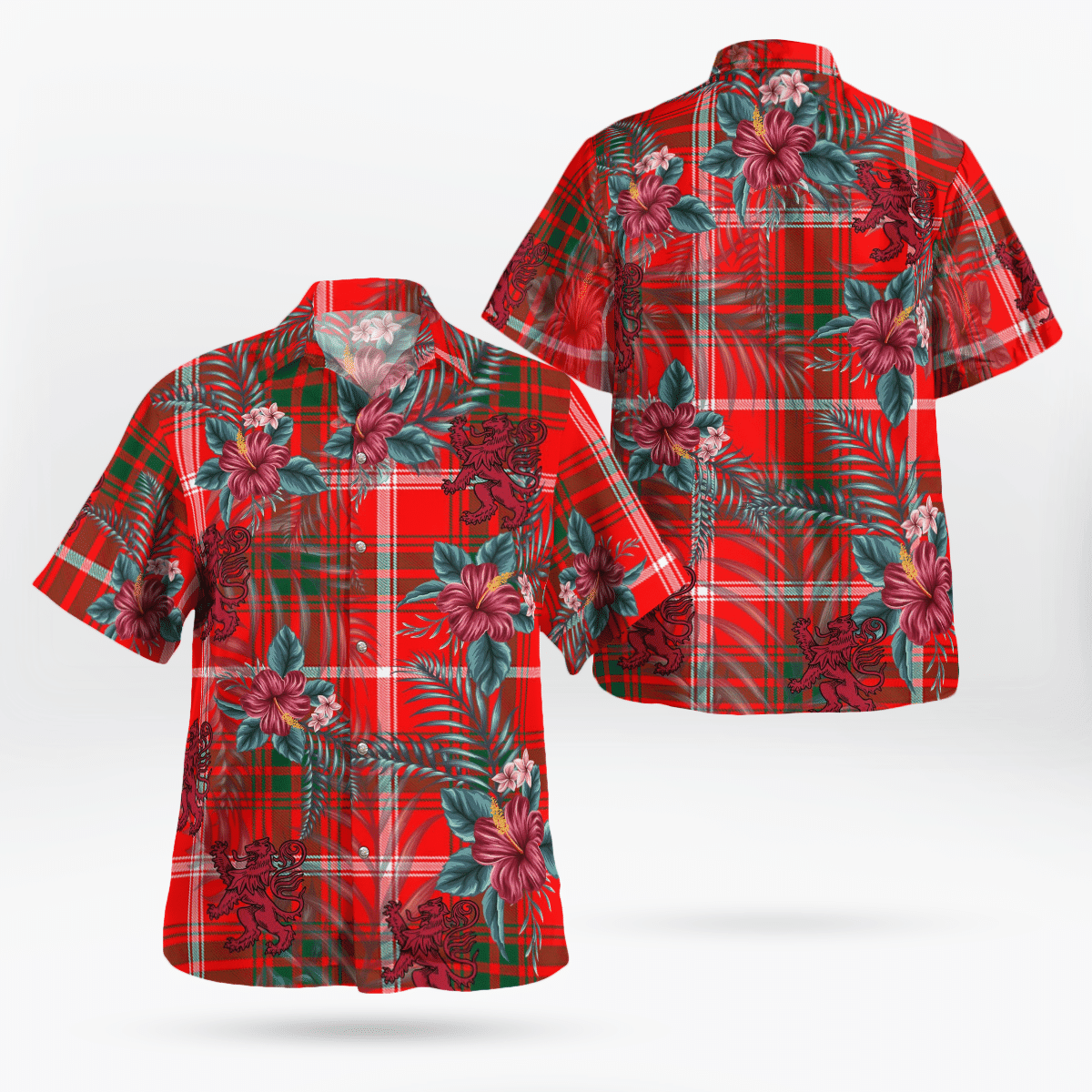 Clan Duke of Rothesay Modern Tartan Scottish Lion Hawaiian Shirt BH68 Duke of Rothesay Modern Tartan Tartan Hawaii Shirt   