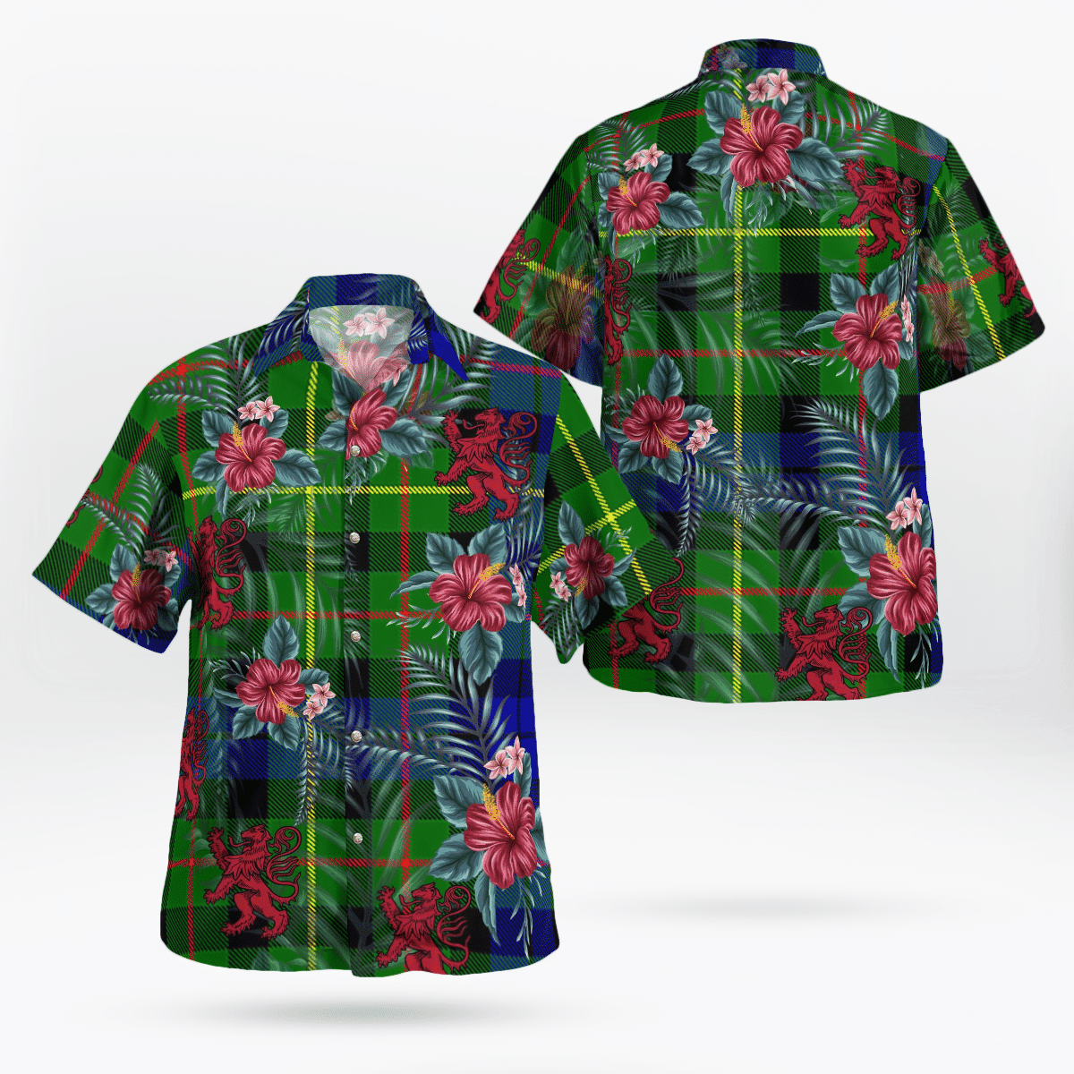 Clan Rollo Tartan Scottish Lion Hawaiian Shirt AS45 Rollo Tartan Tartan Hawaii Shirt   