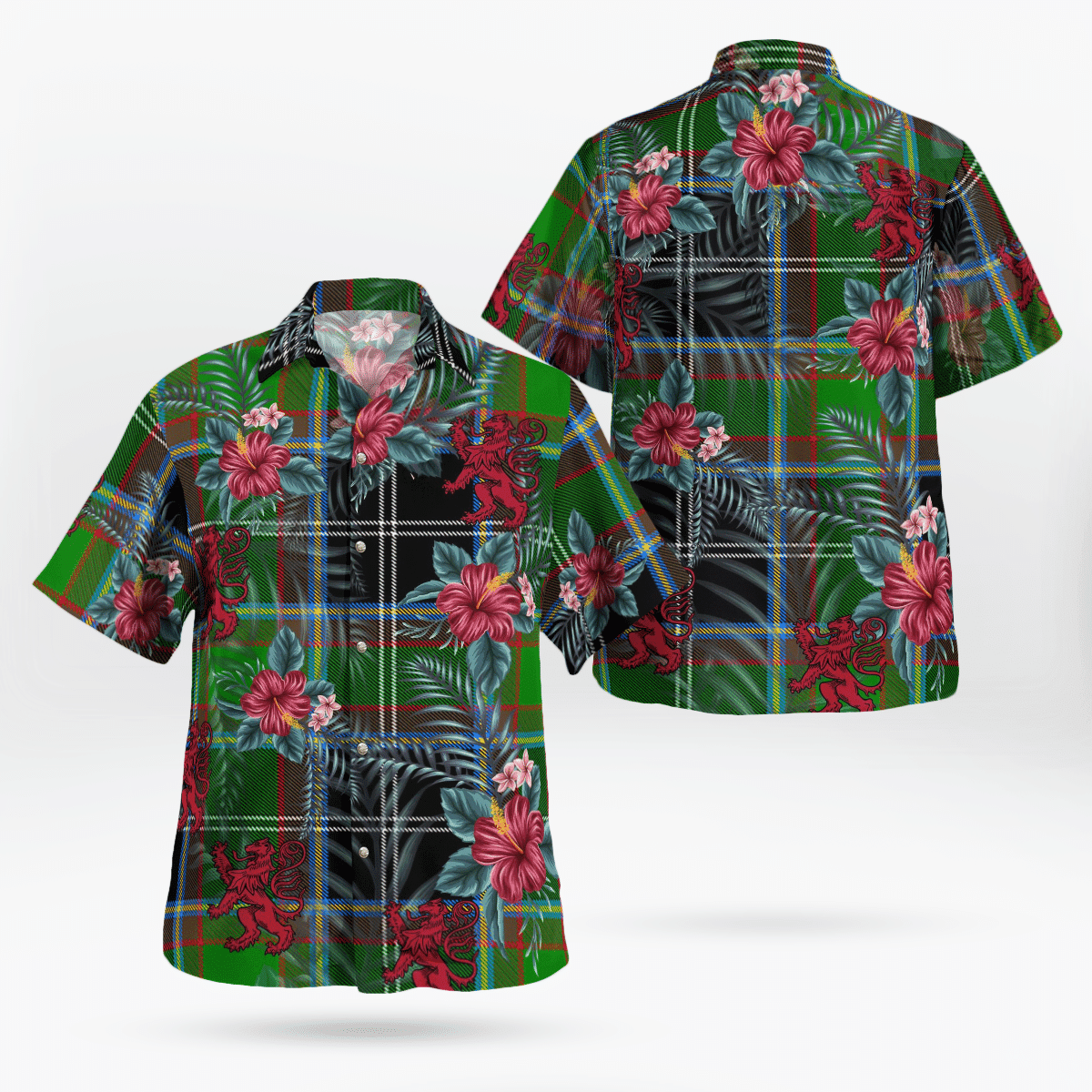 Clan Webster Tartan Scottish Lion Hawaiian Shirt UX84 Webster Tartan Tartan Hawaii Shirt   