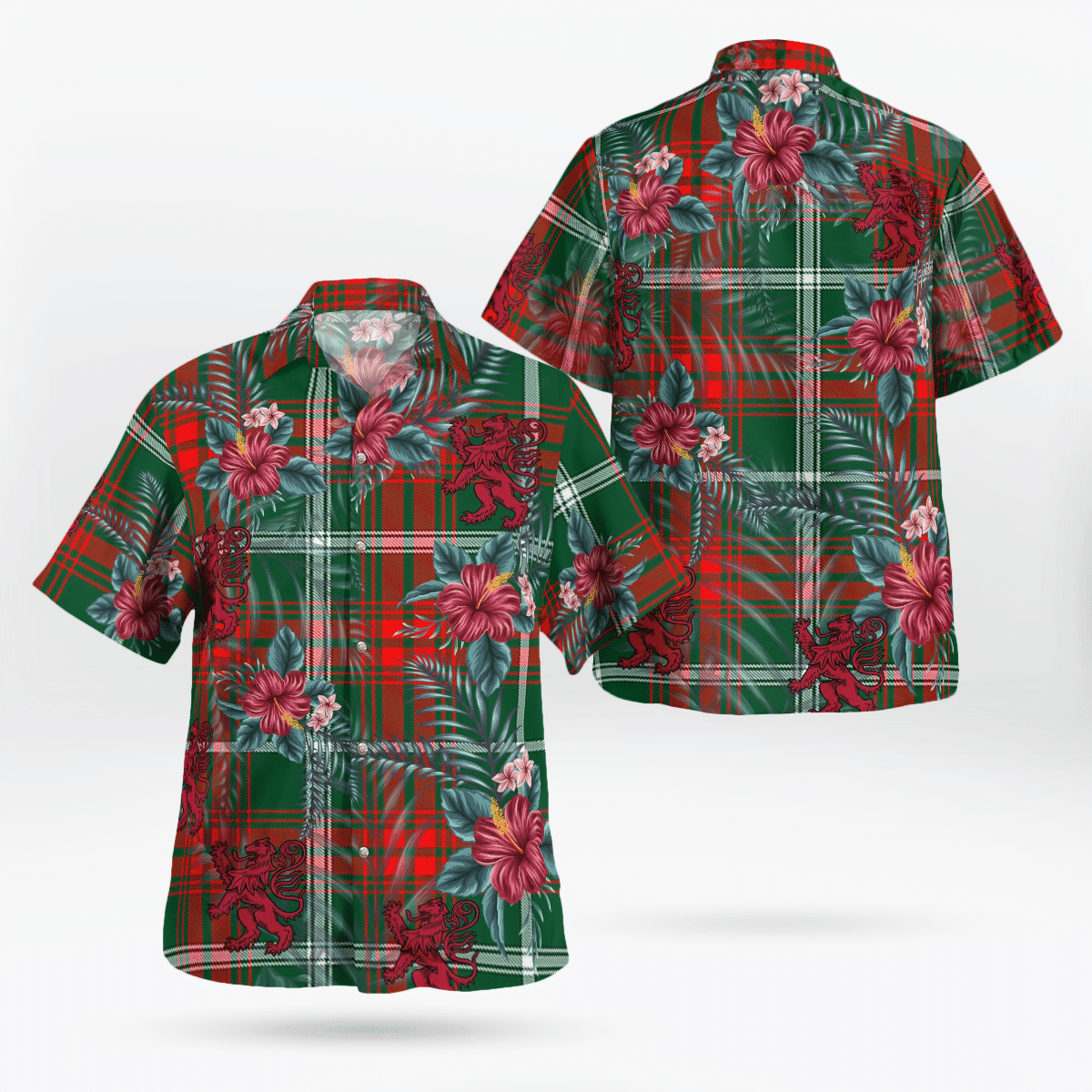 Clan Prince of Wales Tartan Scottish Lion Hawaiian Shirt HU67 Prince of Wales Tartan Tartan Hawaii Shirt   