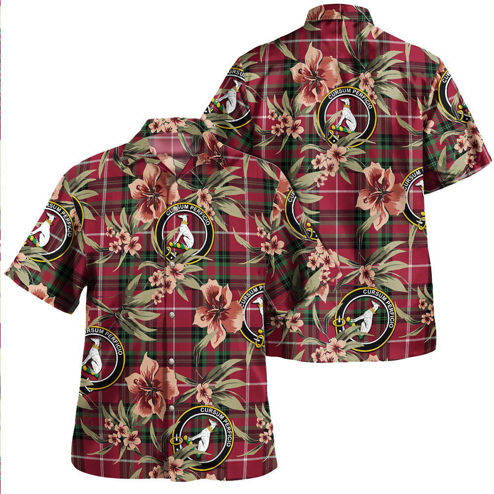 Clan Hunter of Bute (Hunter Maroon) Modern Tartan Crest Badge Aloha Hawaiian Shirt Tropical Old Style LR47 Hunter of Bute (Hunter Maroon) Modern Tartan Tartan Today   