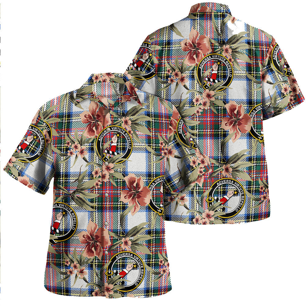 Clan Dennistoun Tartan Crest Badge Aloha Hawaiian Shirt Tropical Old Style PV33 Dennistoun Tartan Tartan Today   