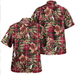 Clan Hunter of Bute (Michael Maroon) Modern Tartan Crest Badge Aloha Hawaiian Shirt Tropical Old Style ED49 Hunter of Bute (Michael Maroon) Modern Tartan Tartan Today   