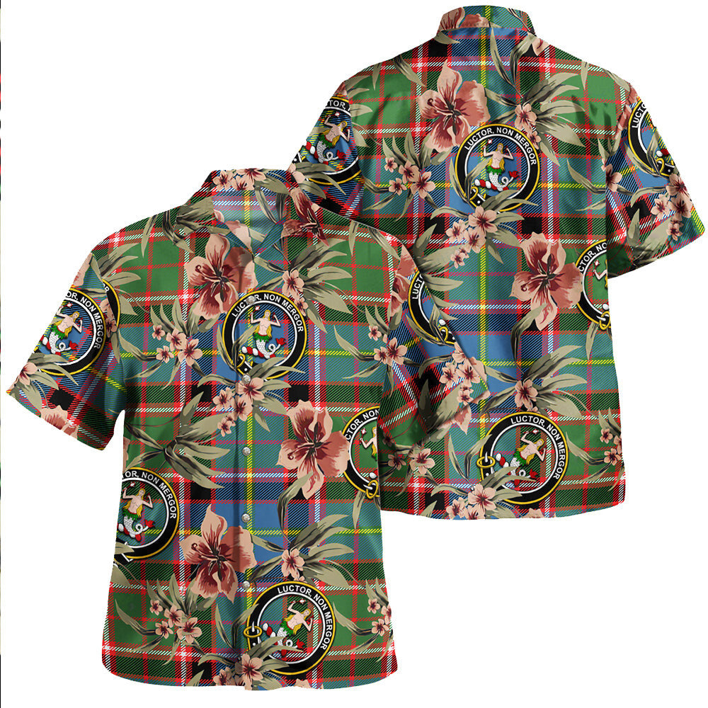 Clan Glass Tartan Crest Badge Aloha Hawaiian Shirt Tropical Old Style YW44 Glass Tartan Tartan Today   