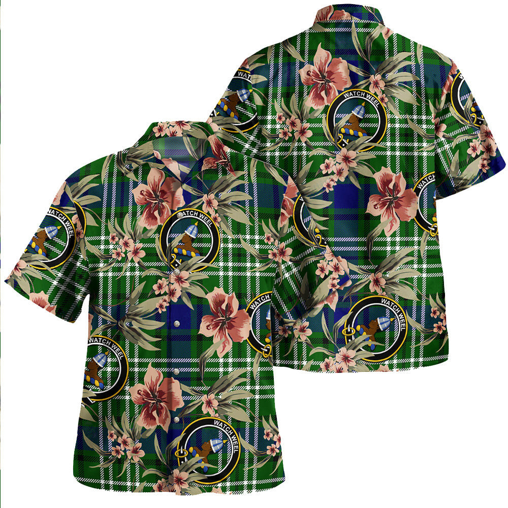 Clan Haliburton Tartan Crest Badge Aloha Hawaiian Shirt Tropical Old Style HL60 Haliburton Tartan Tartan Today   