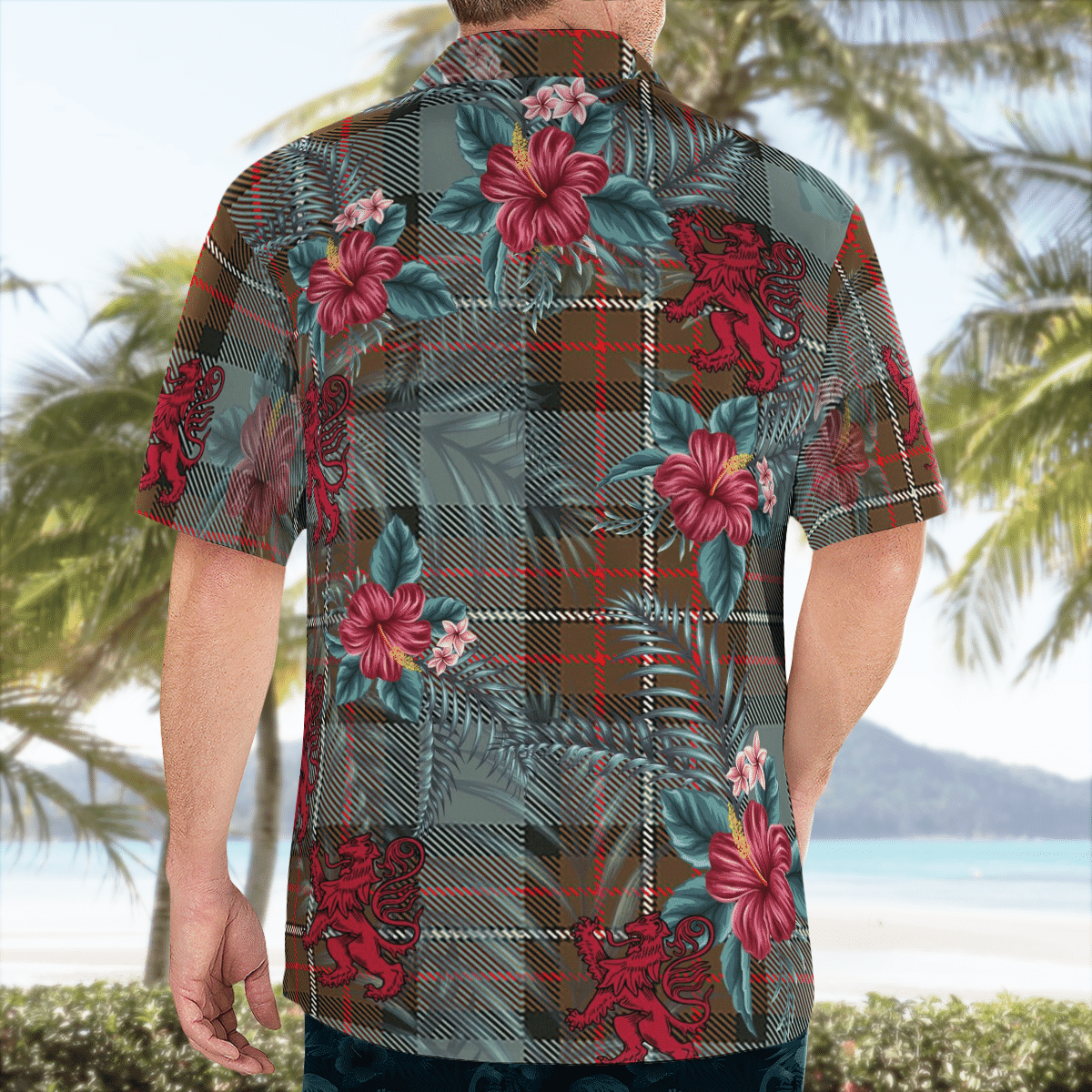 Clan Fergusson Weathered Tartan Scottish Lion Hawaiian Shirt FB79 Fergusson Weathered Tartan Tartan Hawaii Shirt   