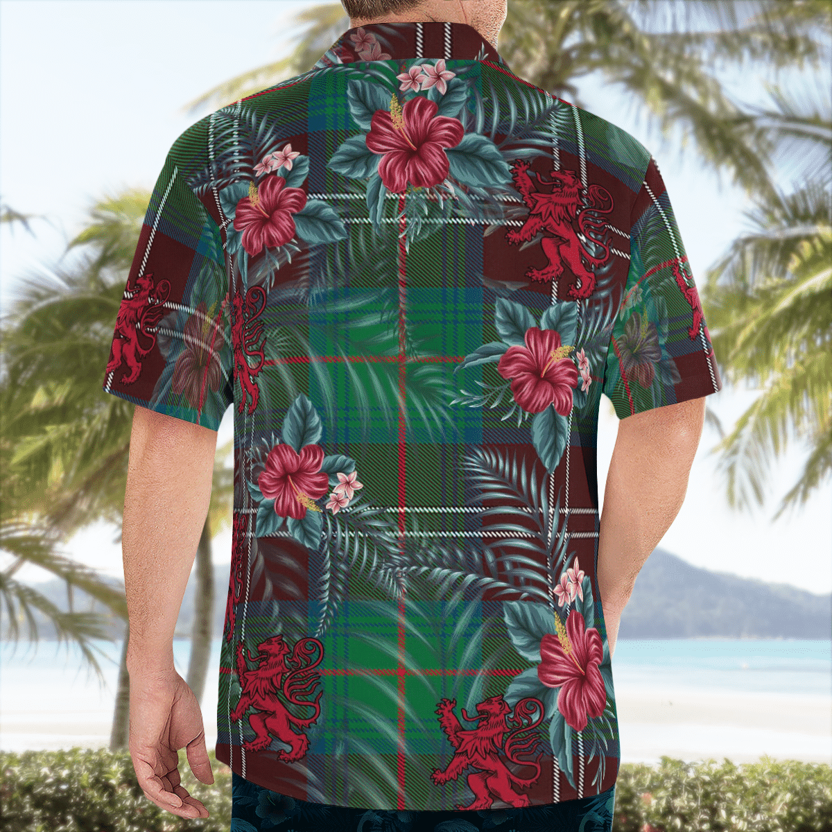 Clan Chisholm Hunting Ancient Tartan Scottish Lion Hawaiian Shirt KY15 Chisholm Hunting Ancient Tartan Tartan Hawaii Shirt   