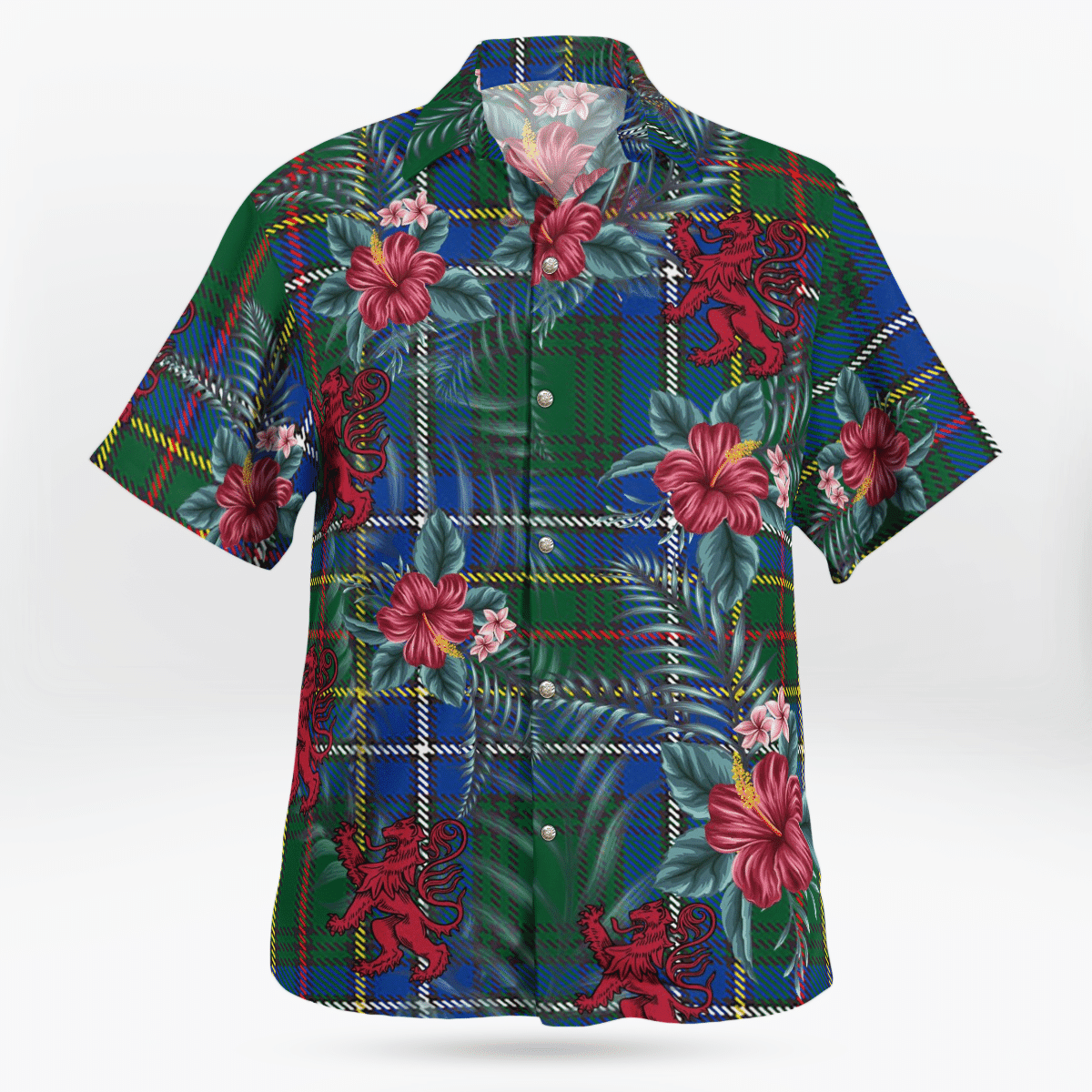 Clan Cockburn Ancient Tartan Scottish Lion Hawaiian Shirt WG80 Cockburn Ancient Tartan Tartan Hawaii Shirt   