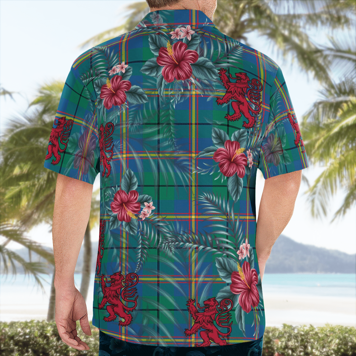 Clan Carmichael Ancient Tartan Scottish Lion Hawaiian Shirt DL24 Carmichael Ancient Tartan Tartan Hawaii Shirt   