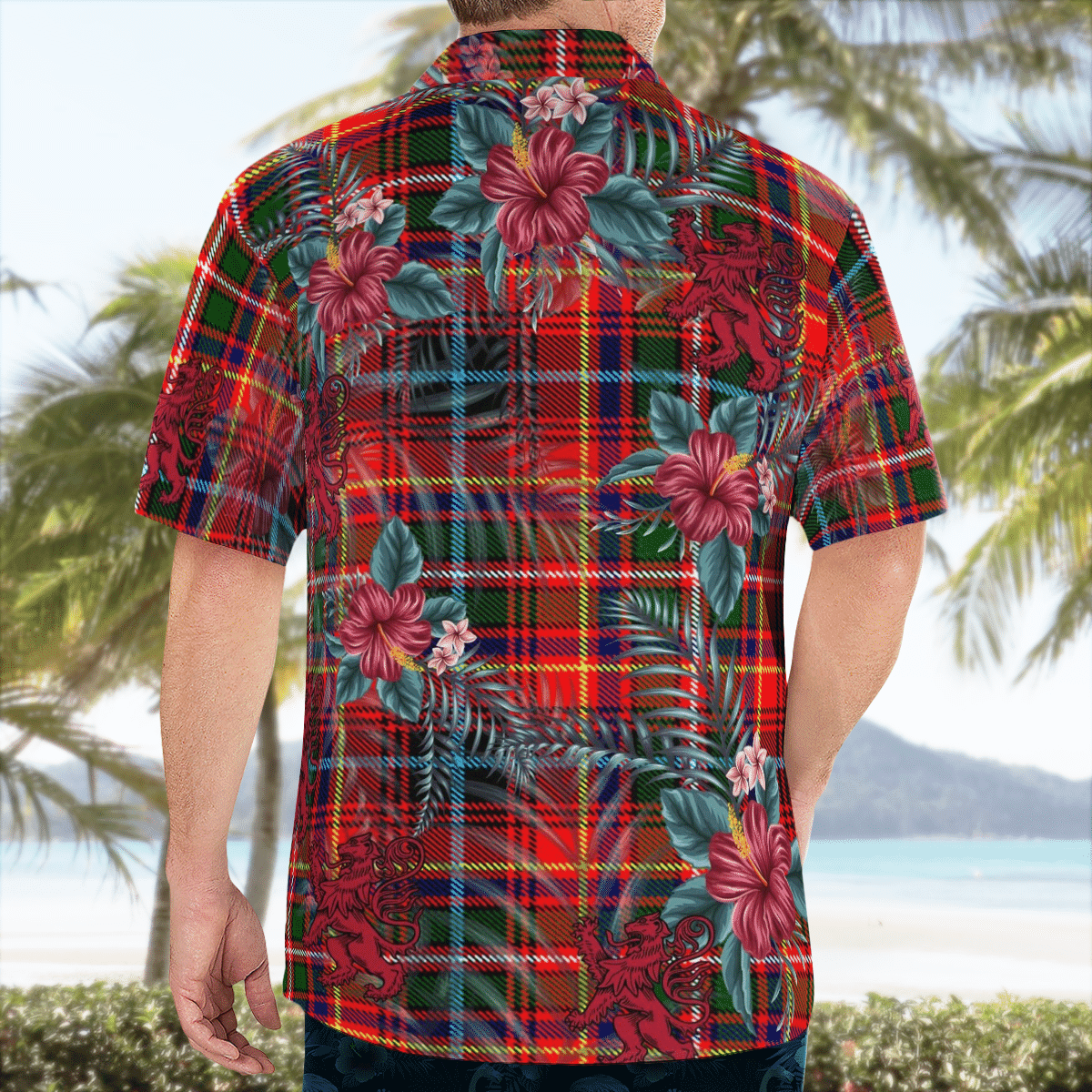 Clan Innes Modern Tartan Scottish Lion Hawaiian Shirt VO57 Innes Modern Tartan Tartan Hawaii Shirt   