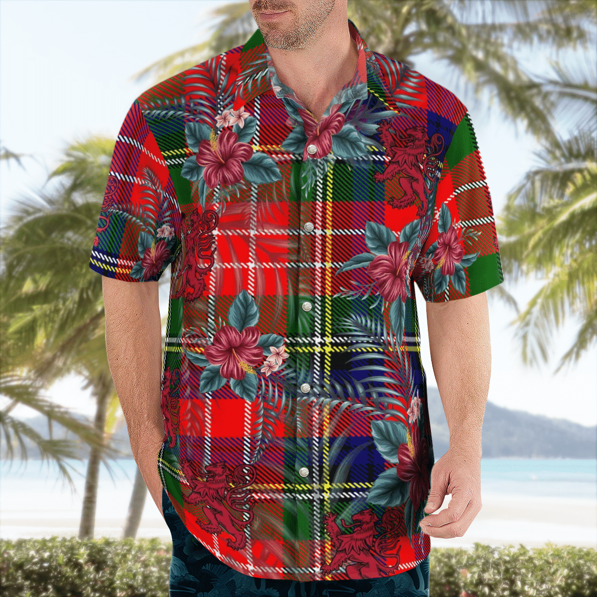 Clan Christie Tartan Scottish Lion Hawaiian Shirt UA52 Christie Tartan Tartan Hawaii Shirt   