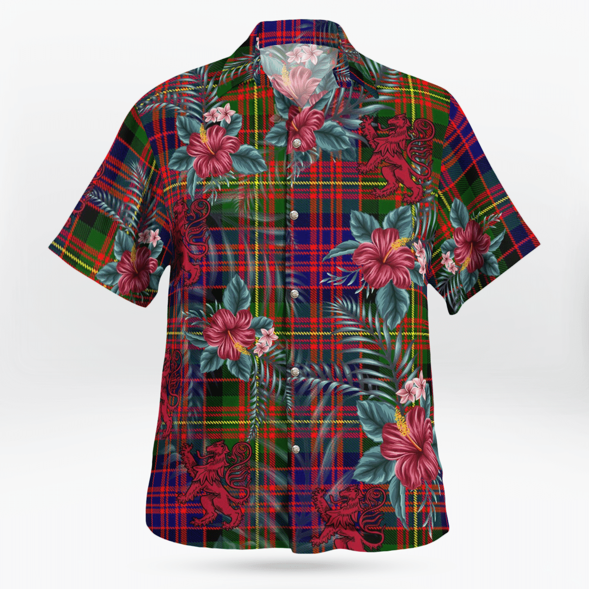 Clan Carnegie Modern Tartan Scottish Lion Hawaiian Shirt SF27 Carnegie Modern Tartan Tartan Hawaii Shirt   