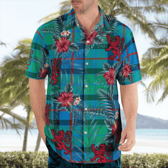 Clan Flower Of Scotland Tartan Scottish Lion Hawaiian Shirt AD22 Flower Of Scotland Tartan Tartan Hawaii Shirt   