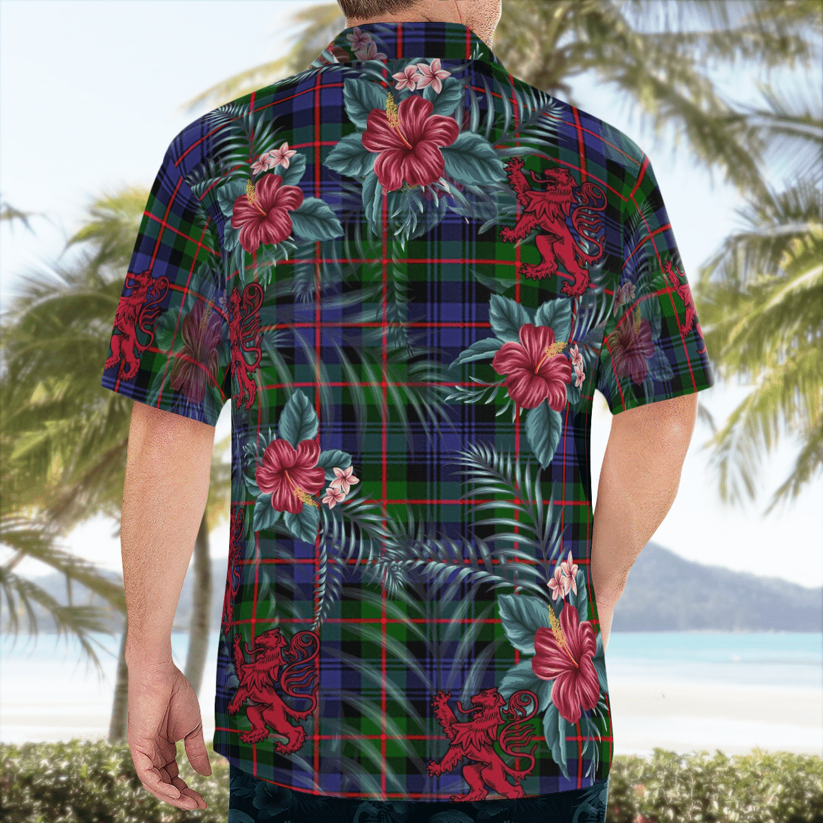 Clan Spalding Murray of Atholl Modern Tartan Scottish Lion Hawaiian Shirt GA69 Spalding Murray of Atholl Modern Tartan Tartan Hawaii Shirt   