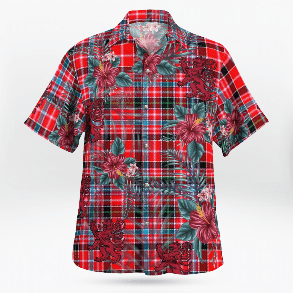 Clan Udny Tartan Scottish Lion Hawaiian Shirt NQ79 Udny Tartan Tartan Hawaii Shirt   