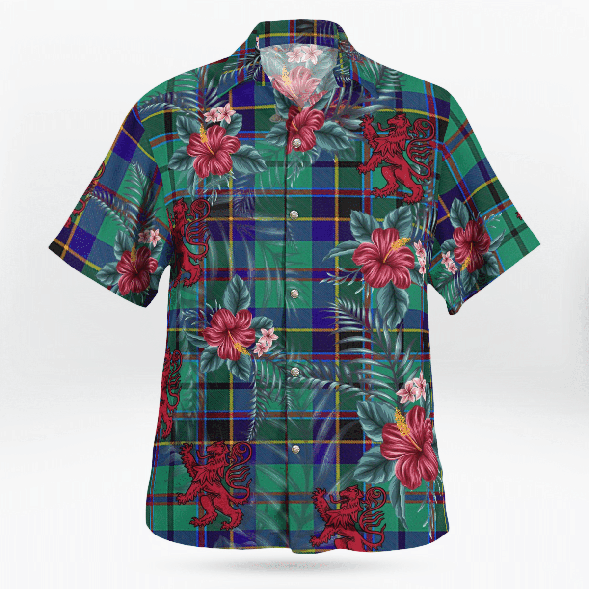 Clan Stevenson Tartan Scottish Lion Hawaiian Shirt WF74 Stevenson Tartan Tartan Hawaii Shirt   