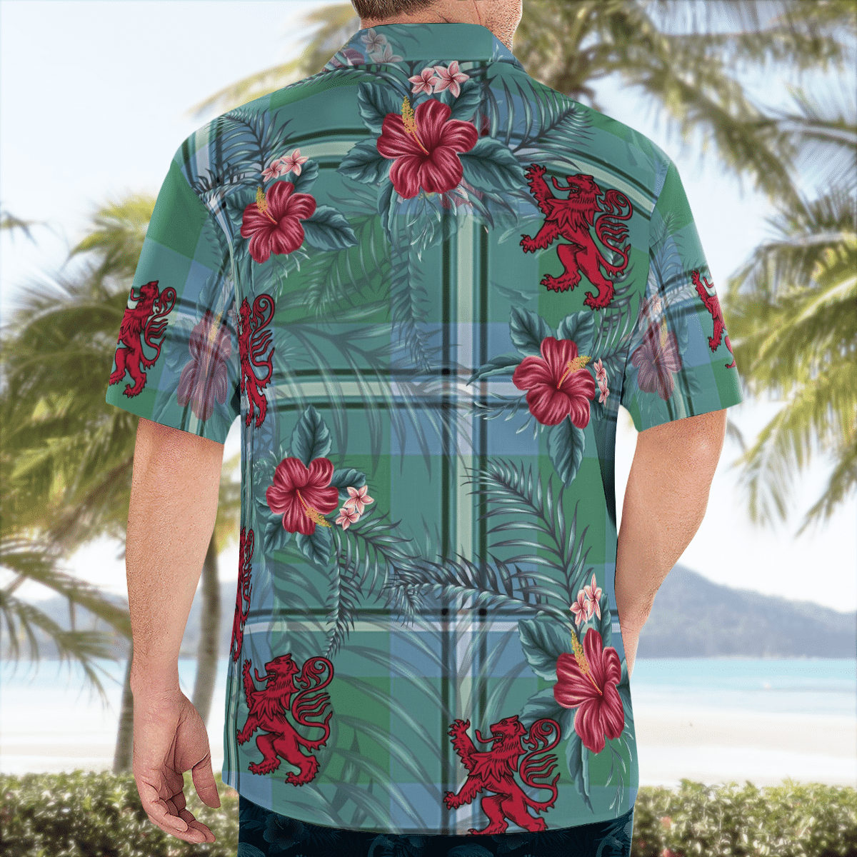 Clan Irvine Tartan Scottish Lion Hawaiian Shirt RP77 Irvine Tartan Tartan Hawaii Shirt   