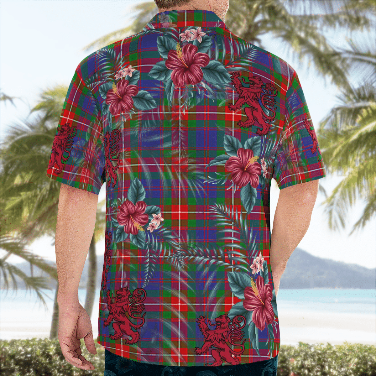 Clan Fraser of Lovat Tartan Scottish Lion Hawaiian Shirt AK56 Fraser of Lovat Tartan Tartan Hawaii Shirt   