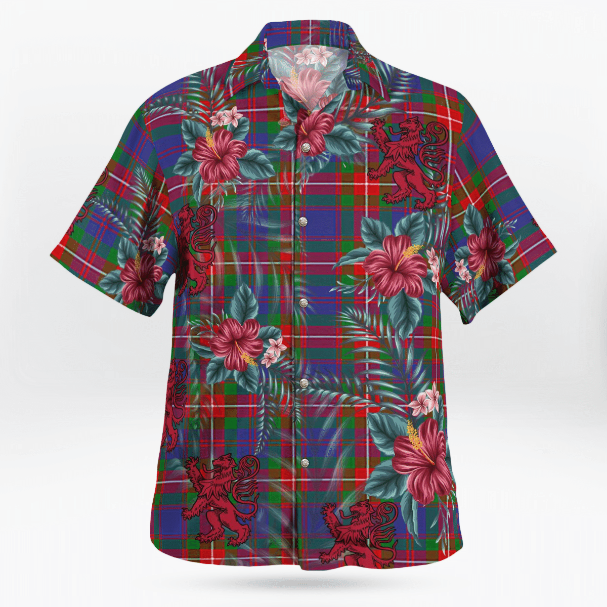 Clan Fraser of Lovat Tartan Scottish Lion Hawaiian Shirt AK56 Fraser of Lovat Tartan Tartan Hawaii Shirt   