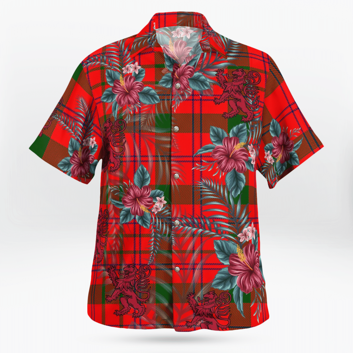 Clan MacDonnell of Keppoch Modern Tartan Scottish Lion Hawaiian Shirt BI24 MacDonnell of Keppoch Modern Tartan Tartan Hawaii Shirt   