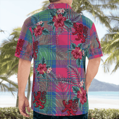 Clan Lindsay Ancient Tartan Scottish Lion Hawaiian Shirt - Jacki Forkel Lindsay Ancient Tartan Tartan Hawaii Shirt   