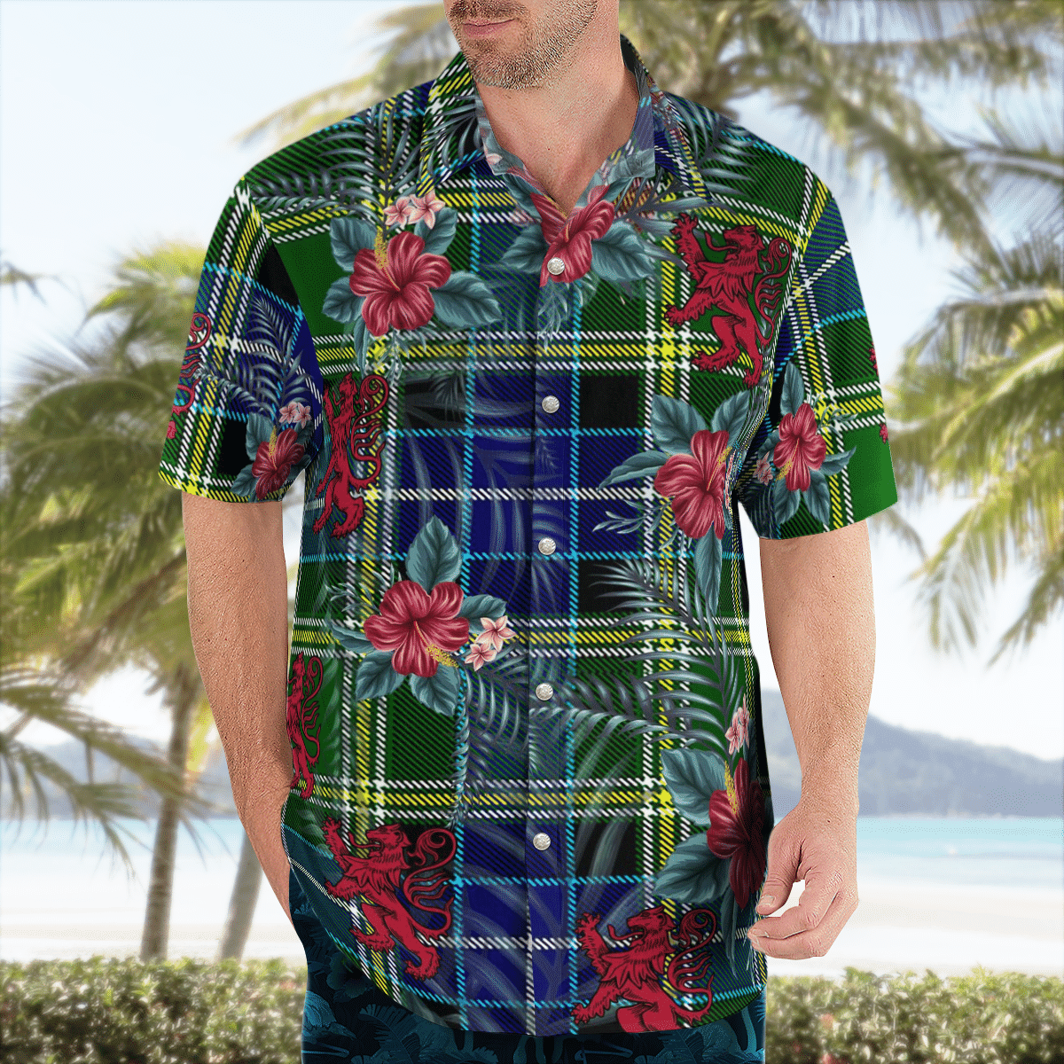 Clan MacKellar Tartan Scottish Lion Hawaiian Shirt XY25 MacKellar Tartan Tartan Hawaii Shirt   