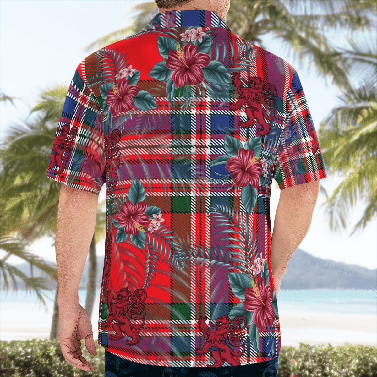 Clan MacFarlane Modern Tartan Scottish Lion Hawaiian Shirt AN66 MacFarlane Modern Tartan Tartan Hawaii Shirt   