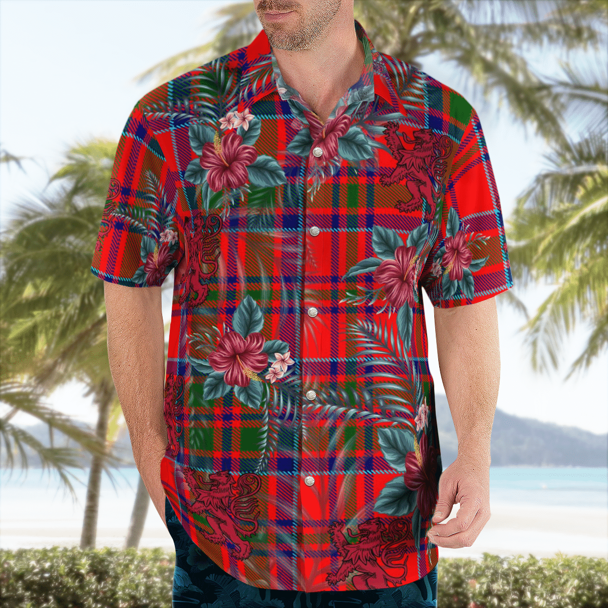 Clan MacKillop Tartan Scottish Lion Hawaiian Shirt LV22 MacKillop Tartan Tartan Hawaii Shirt   