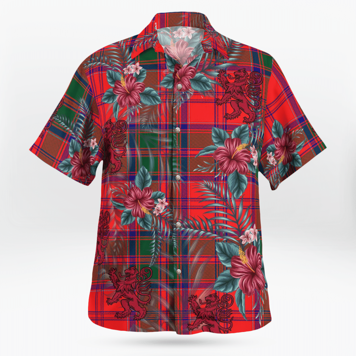 Clan Drummond Modern Tartan Scottish Lion Hawaiian Shirt VS23 Drummond Modern Tartan Tartan Hawaii Shirt   