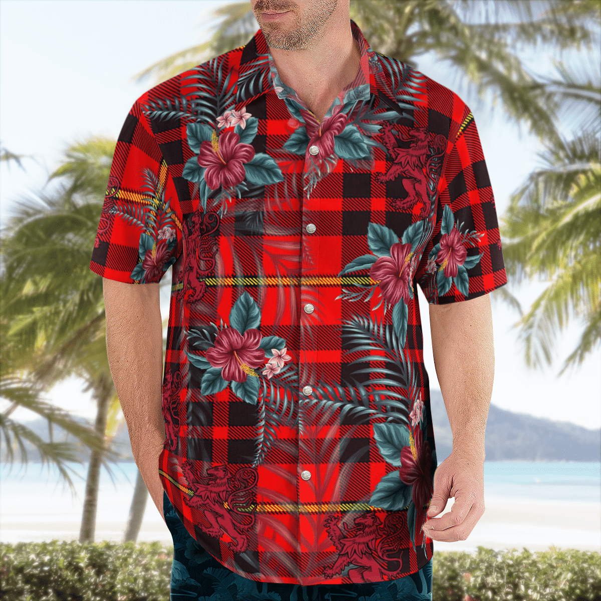 Clan MacIan Tartan Scottish Lion Hawaiian Shirt KE17 MacIan Tartan Tartan Hawaii Shirt   