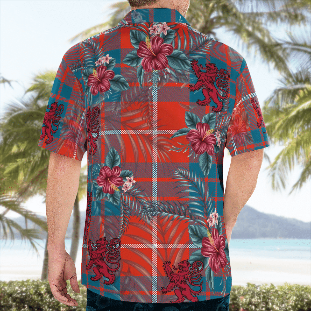 Clan Hamilton Ancient Tartan Scottish Lion Hawaiian Shirt EK38 Hamilton Ancient Tartan Tartan Hawaii Shirt   