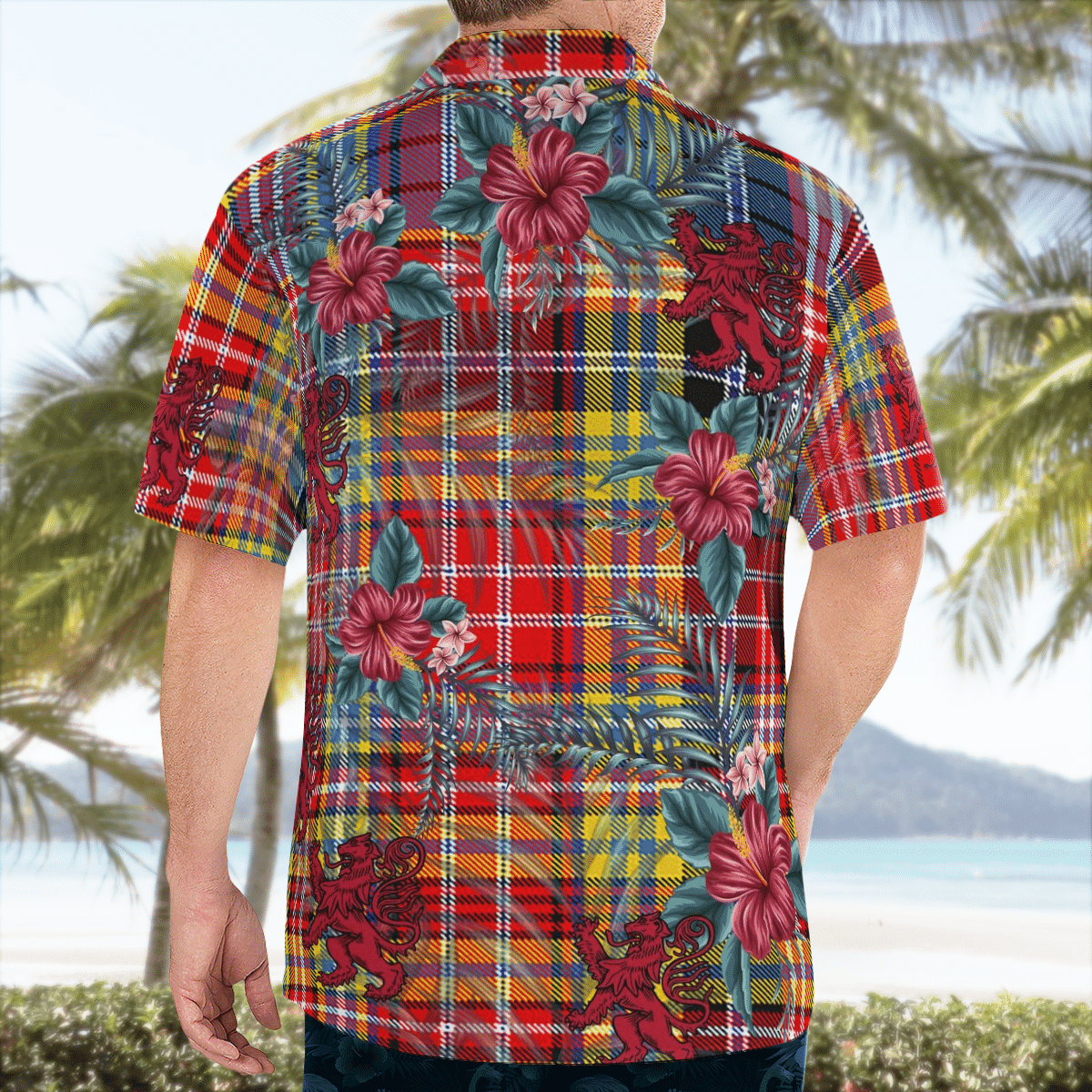 Clan Clan Drummond of Strathallan Tartan Scottish Lion Hawaiian Shirt RU75 Drummond of Strathallan Tartan Tartan Hawaii Shirt   