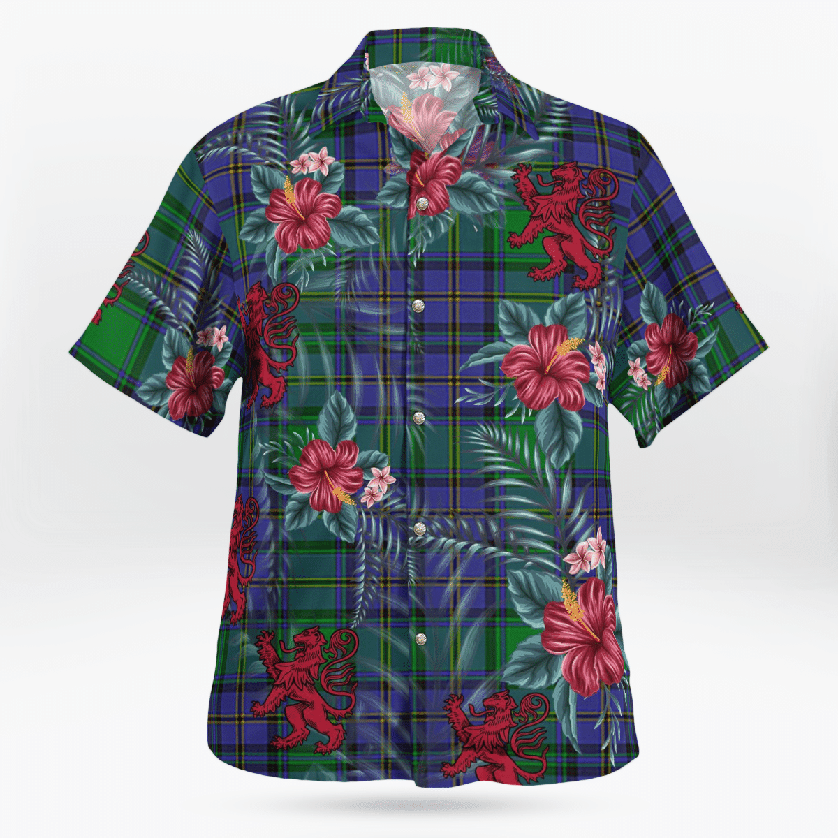 Clan Hope Tartan Scottish Lion Hawaiian Shirt XA81 Hope Tartan Tartan Hawaii Shirt   