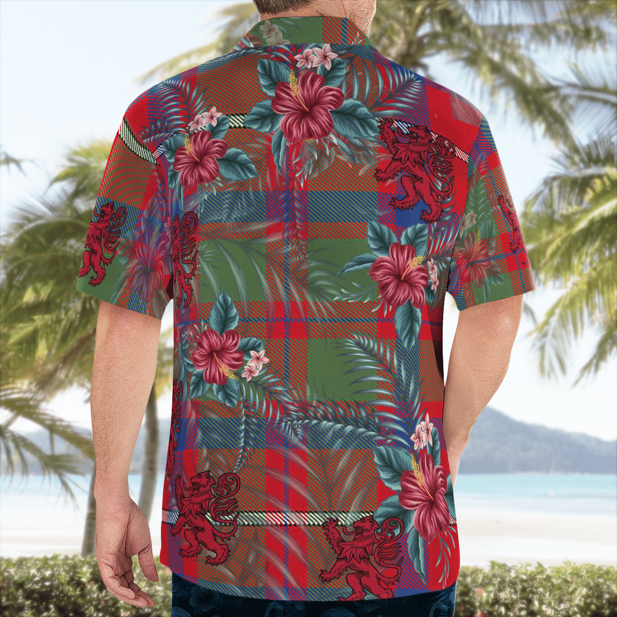 Clan Shaw Red Modern Tartan Scottish Lion Hawaiian Shirt BN84 Shaw Red Modern Tartan Tartan Hawaii Shirt   