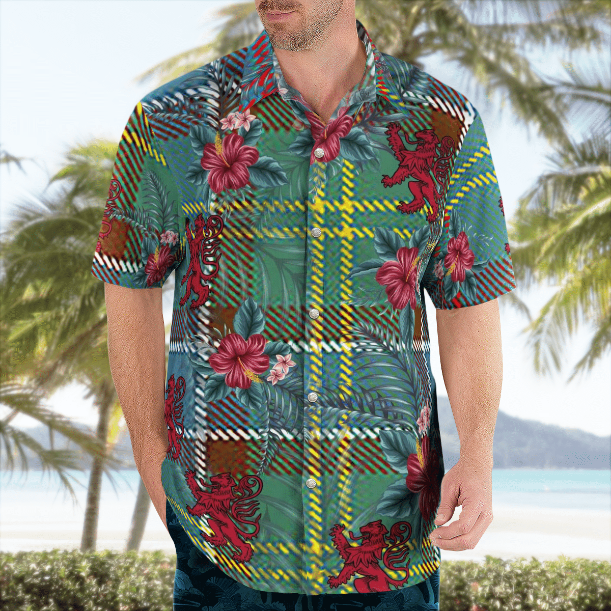 Clan Whitelaw Tartan Scottish Lion Hawaiian Shirt SV11 Whitelaw Tartan Tartan Hawaii Shirt   