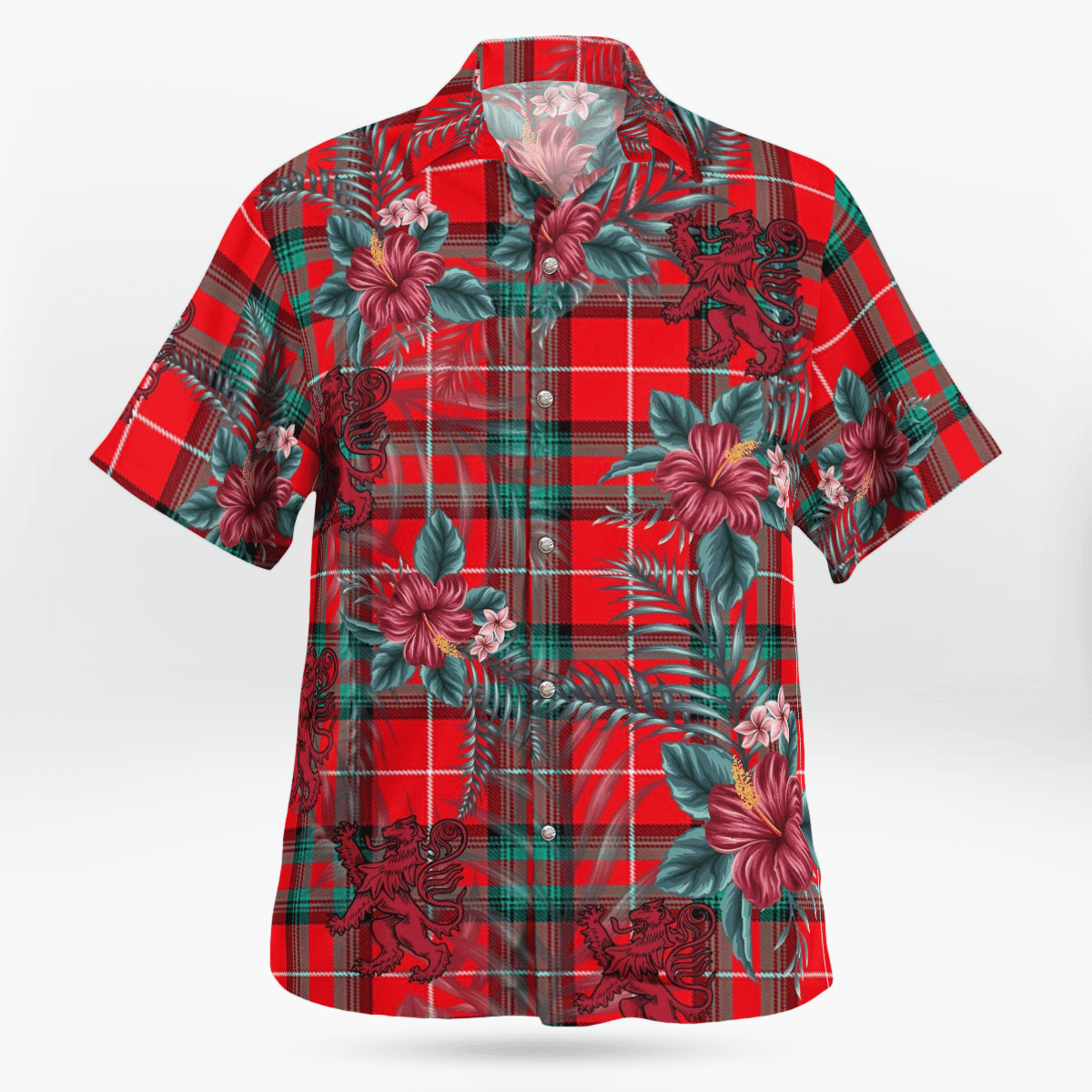 Clan Stuart of Bute Tartan Scottish Lion Hawaiian Shirt RW86 Stuart of Bute Tartan Tartan Hawaii Shirt   