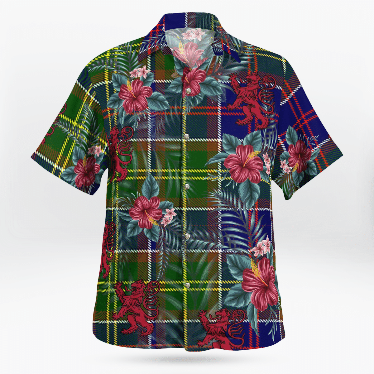 Clan Whitefoord Tartan Scottish Lion Hawaiian Shirt MU94 Whitefoord Tartan Tartan Hawaii Shirt   