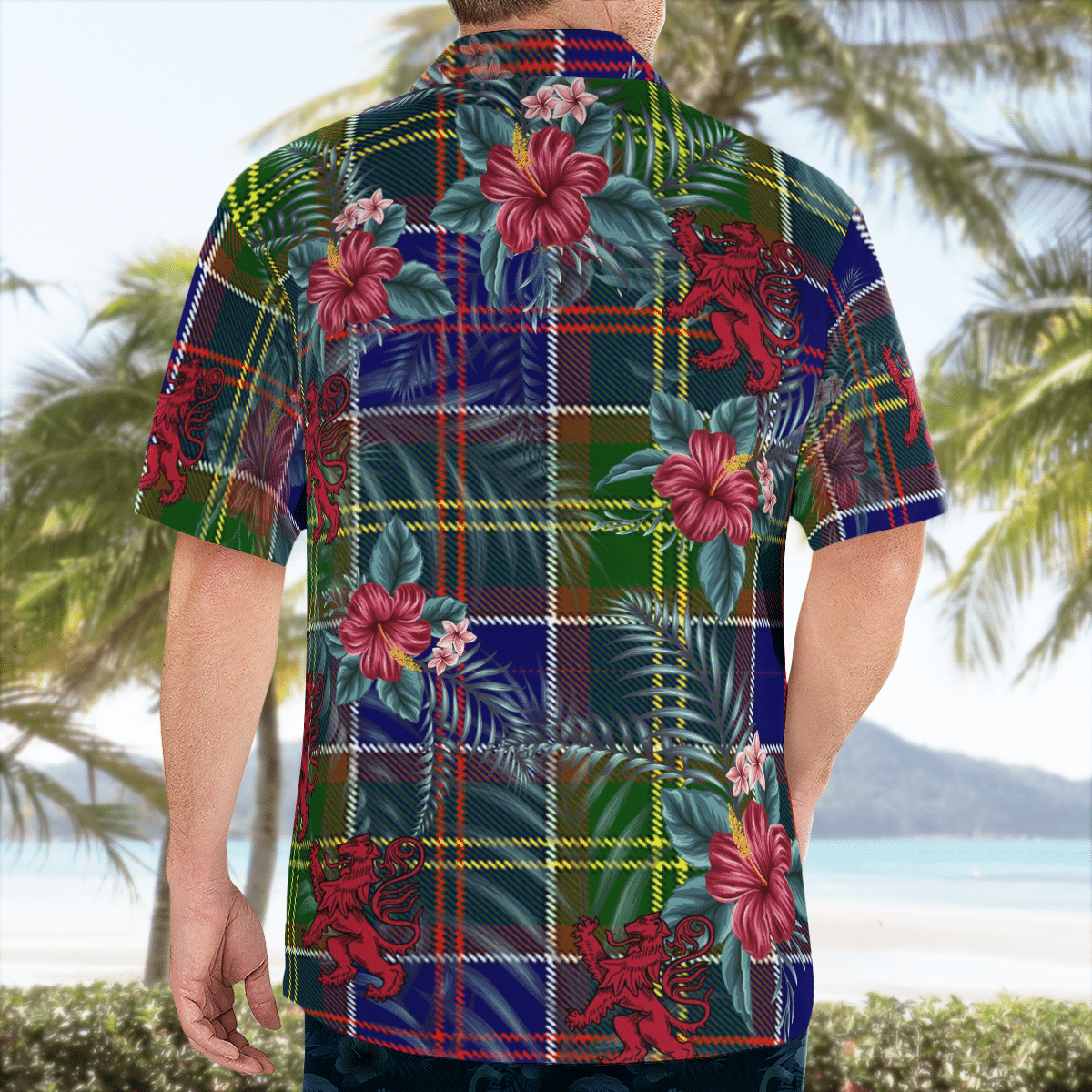 Clan Whitefoord Tartan Scottish Lion Hawaiian Shirt MU94 Whitefoord Tartan Tartan Hawaii Shirt   