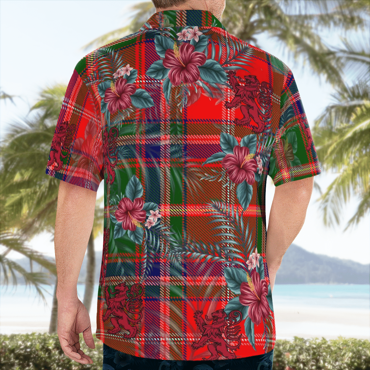 Clan Somerville Modern Tartan Scottish Lion Hawaiian Shirt GU89 Somerville Modern Tartan Tartan Hawaii Shirt   